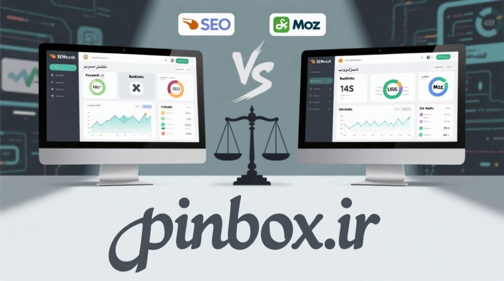 نمودار مقایسه‌ای SEMrush و Moz با نمایش ویژگی‌های کلیدی هر دو ابزار